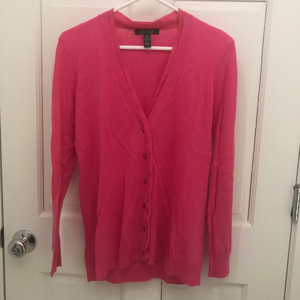 EUC Lauren Ralph Lauren Pink Cardigan Size M